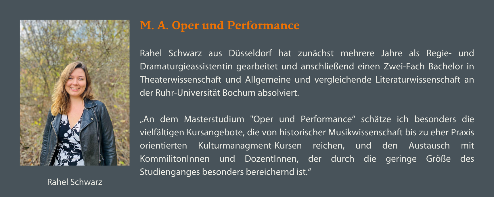 M. A. Oper und Performance Rahel Schwarz Statement