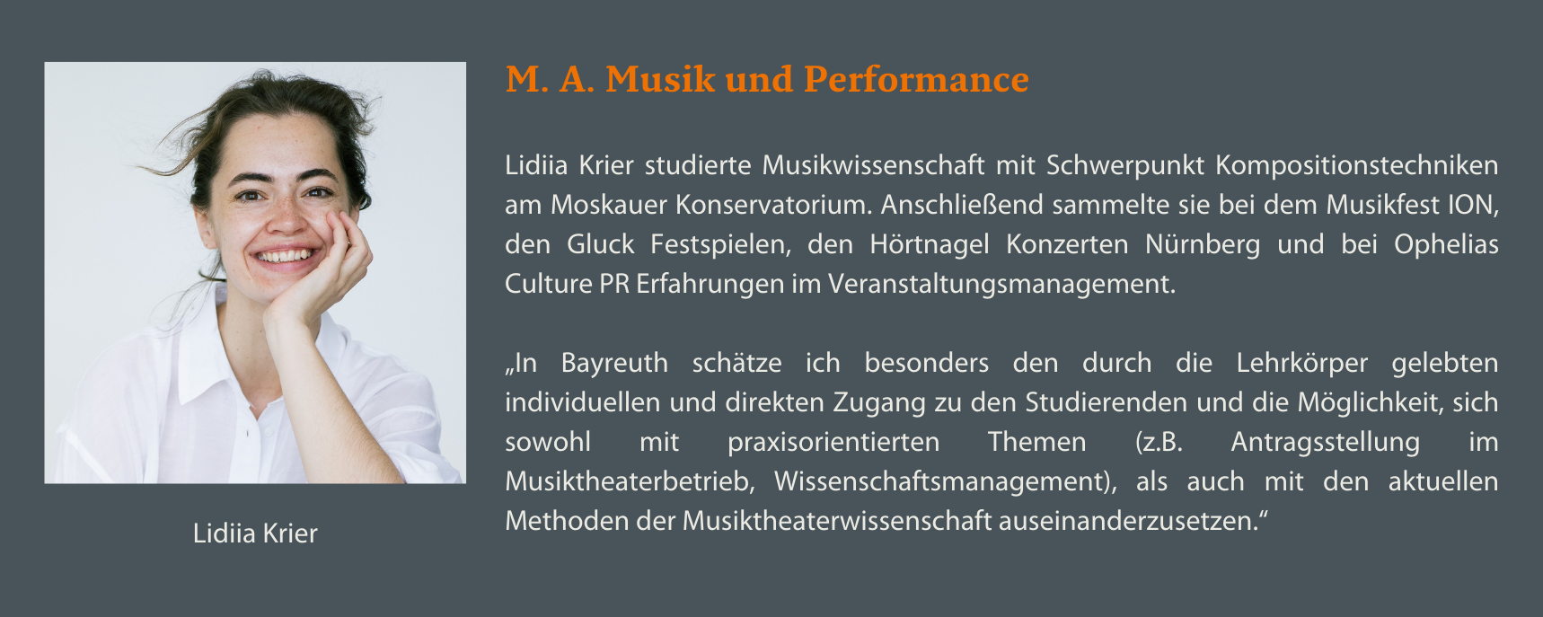 M.A. Musik und Performance Lidiia Krier Statement